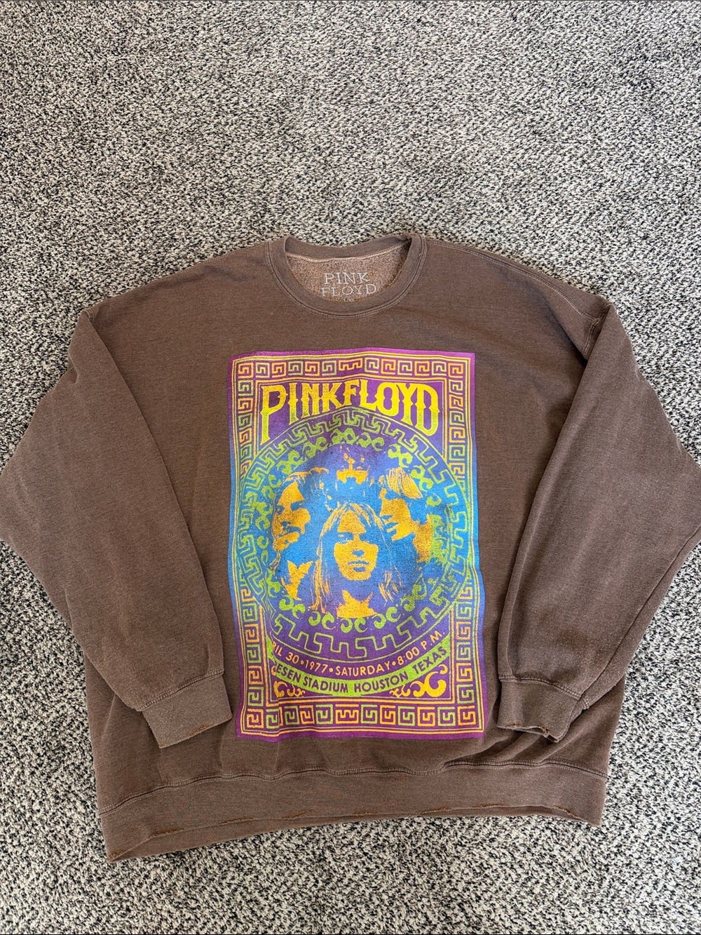 Urban Outfitters Pink Floyd Brown Crewneck with Multicolor Psychedelic Print